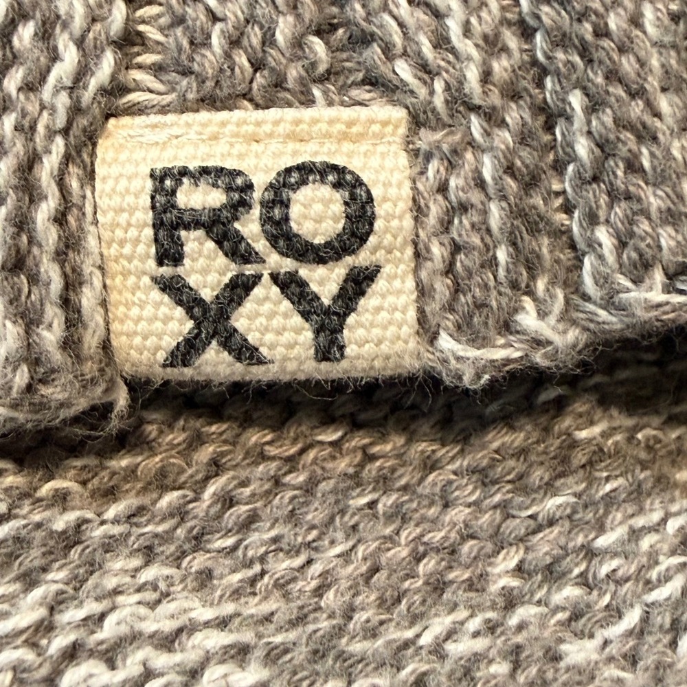 Roxy Boho Surf Open Front Shawl Collar Knit Cardigan Gray Sweater Women M - Picture 11 of 13